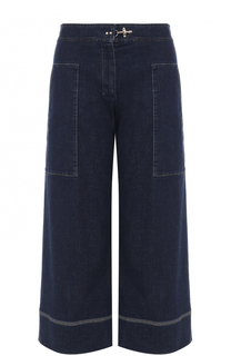 Укороченные широкие джинсы с контрастной прострочкой Fay