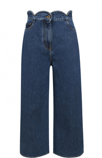 Укороченные широкие джинсы с фестонами Valentino