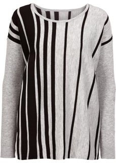 Пуловер оверсайз (светло-серый меланж/черный меланж) Bonprix