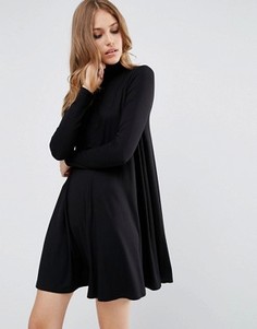 Свободное платье с воротником поло и длинными рукавами ASOS - Черный
