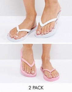 2 пары шлепанцев с фламинго New Look - Розовый