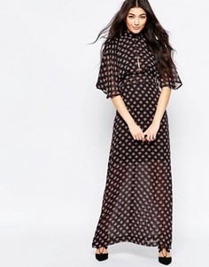 Платье макси с рукавами‑кимоно и цветочным принтом Liquorish - Черный