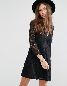 Кружевное платье-рубашка Boohoo - Черный