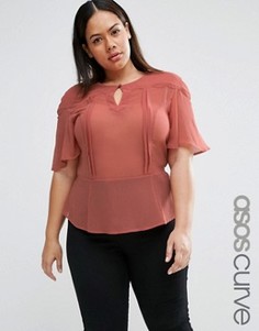 Блузка с фигурной отделкой ASOS CURVE - Розовый