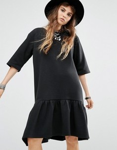 Платье-футболка с баской по краю Rokoko - Черный