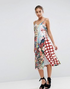 Платье на бретельках с драпировкой спереди и принтом ASOS PREMIUM - Мульти
