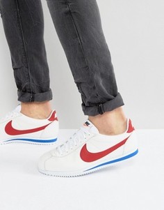 Белые кожаные кроссовки Nike Cortez 902801-100 - Белый