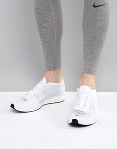 Белые кроссовки Nike Running Flyknit Racer 526628-100 - Серый