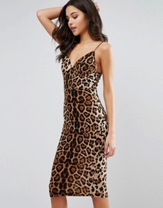 Платье миди с леопардовым принтом Club L - Мульти