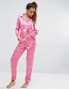 Пижамная рубашка и брюки с сердцами Boohoo - Мульти