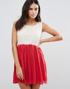 Платье с кружевным топом и плиссированной юбкой Jasmine - Красный