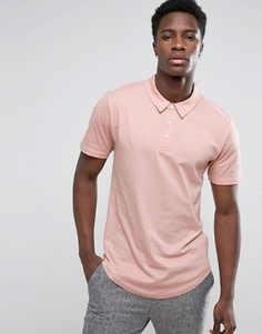 Трикотажная футболка-поло с закругленным низом Troy - Розовый