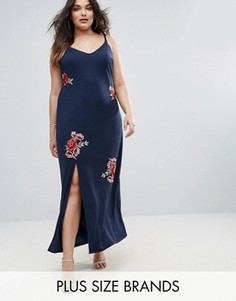 Платье макси с цветочной вышивкой Club L Plus - Темно-синий