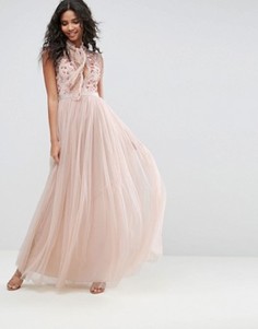 Платье с цветами на топе Needle & Thread - Розовый