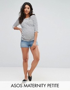 Синие выбеленные джинсовые шорты ASOS MATERNITY PETITE - Синий