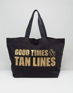 Дорожная сумка-тоут из органического хлопка с принтом Good Times And Tan Lines Crazy Haute - Черный