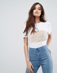 Боди с бархатным корсетом ASOS - Белый