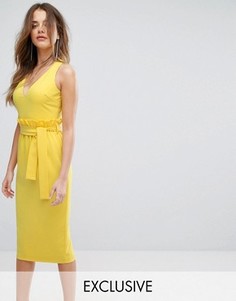 Платье миди с присборенной отделкой на талии Lavish Alice - Желтый