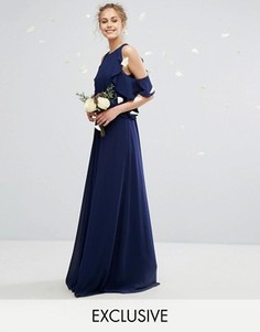 Платье макси с оборками TFNC WEDDING - Темно-синий
