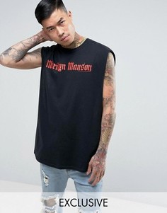 Черная свободная футболка без рукавов с принтом Marylin Manson Reclaimed Vintage Inspired - Черный
