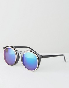 Круглые солнцезащитные очки с зеркальными стеклами Jeepers Peepers - Черный
