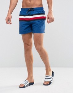 Синие шорты для плавания с полосками Tommy Hilfiger - Синий