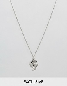 Ожерелье с подвеской в виде дракона Reclaimed Vintage Inspired - Серебряный