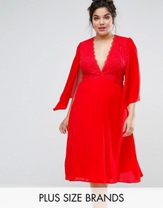 Кружевное платье миди John Zack Plus - Красный