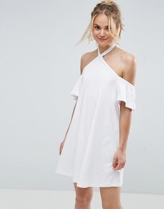 Сарафан с открытыми плечами и бретелью через шею ASOS - Белый