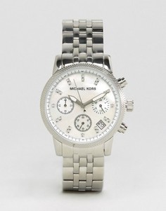 Часы с хронографом и серебристым ремешком Michael Kors Ritz Glitz MK5020 - Серебряный