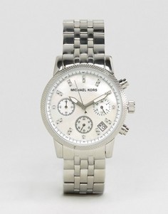 Часы с хронографом и серебристым ремешком Michael Kors Ritz Glitz MK5020 - Серебряный