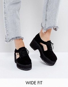 Туфли для широкой стопы на шнуровке, с толстой подошвой и вырезами по бокам ASOS OAKE - Черный