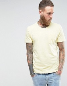 Меланжевая трикотажная футболка с карманом Selected Homme - Желтый