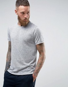 Длинная футболка с добавлением льна и асимметричным краем Selected Homme - Серый