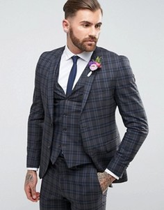Облегающий пиджак в клетку Jack & Jones Premium - Серый