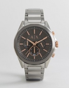 Серебристые наручные часы 44 мм с хронографом Armani Exchange AX2606 - Серебряный