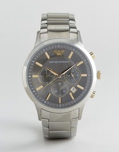 Серебристые часы 43 мм с хронографом Emporio Armani AR11047 - Серебряный