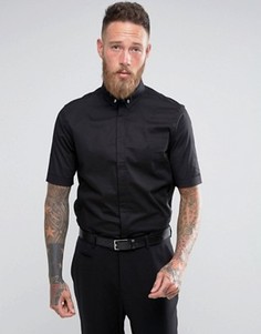 Зауженная эластичная рубашка в строгом стиле с короткими рукавами Religion - Черный