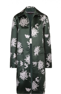 Пальто прямого кроя с накладными карманами и цветочным принтом Rochas