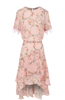 Шелковое платье асимметричного кроя с принтом PREEN by Thornton Bregazzi