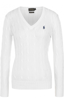 Пуловер фактурной вязки с логотипом бренда Polo Ralph Lauren
