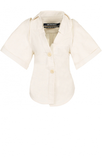 Приталенная хлопковая блуза с коротким рукавом Jacquemus