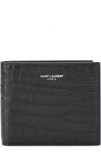 Кожаное портмоне с тиснением и отделениями для кредитных карт Saint Laurent