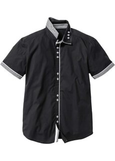 Рубашка Slim Fit с коротким рукавом (черный) Bonprix