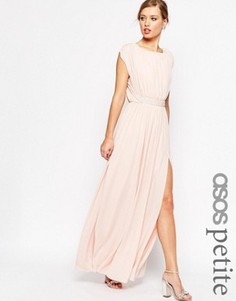 Платье макси с отделкой на талии ASOS PETITE - Розовый