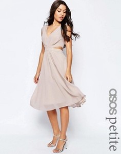 Платье миди с вырезами сбоку ASOS PETITE - Розовый