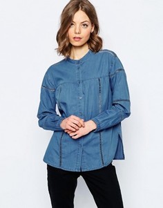 Синяя джинсовая рубашка с отделкой лесенка ASOS - Синий