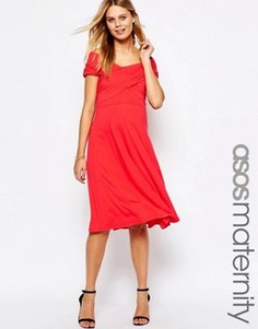 Приталенное платье миди для беременных ASOS Maternity - Красный