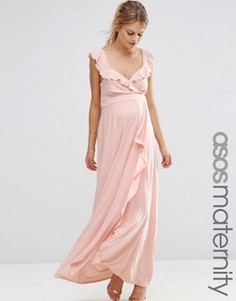 Платье макси для беременных с оборками ASOS Maternity - Розовый