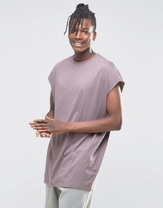 Фиолетово-серая oversize-футболка без рукавов с необработанным краем ASOS - Фиолетовый